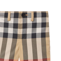 Short ajusté en coton stretch check - Beige d'Archive