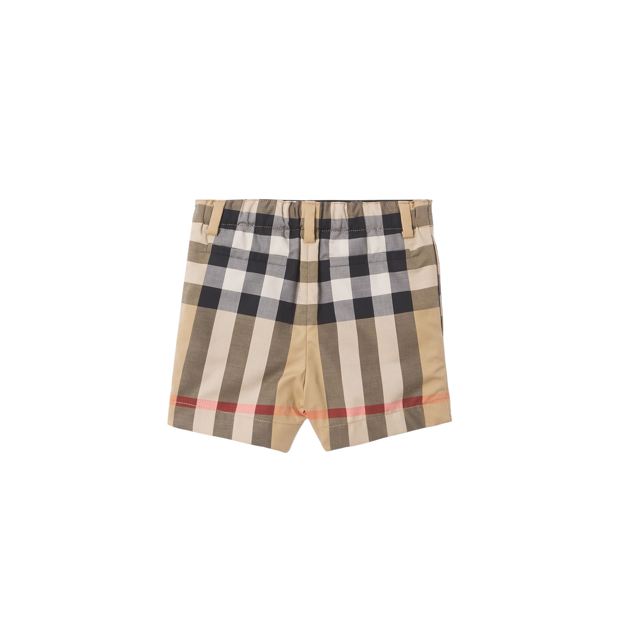 Short ajusté en coton stretch check - Beige d'Archive