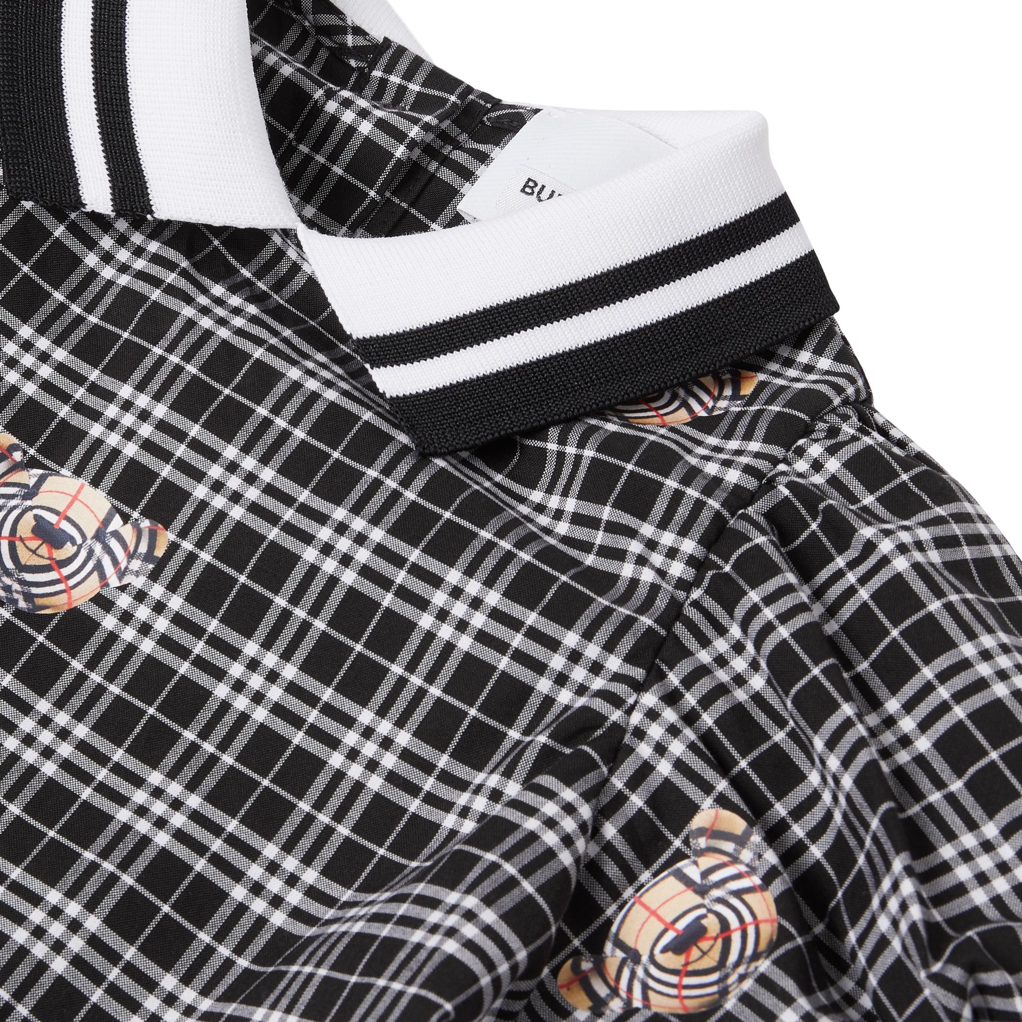 BLACK/WHITE IP PATTE Robe à manches bouffantes en coton check avec imprimé Thomas Bear