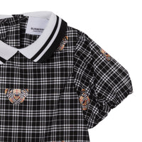 BLACK/WHITE IP PATTE Robe à manches bouffantes en coton check avec imprimé Thomas Bear
