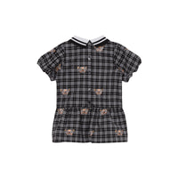 BLACK/WHITE IP PATTE Robe à manches bouffantes en coton check avec imprimé Thomas Bear