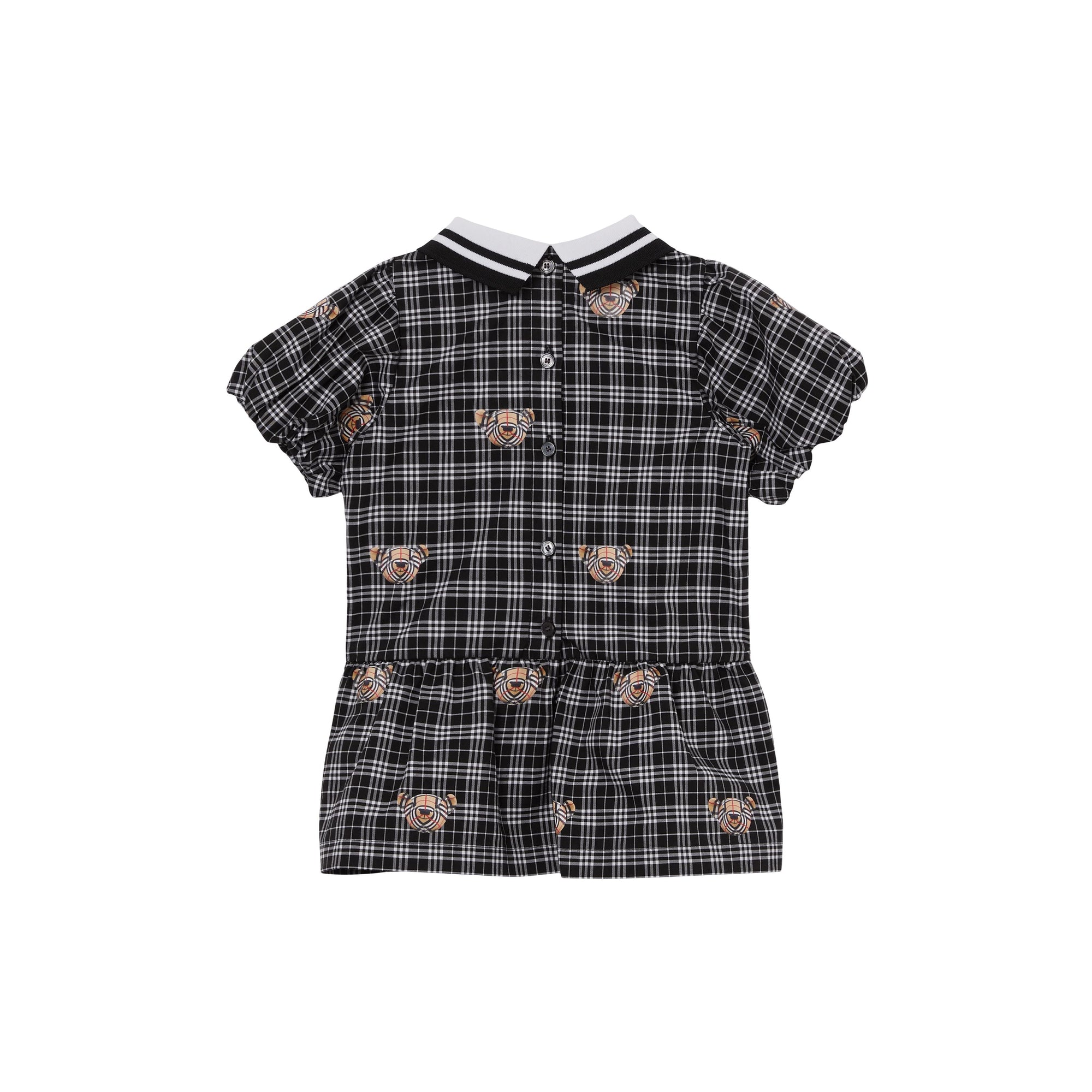 BLACK/WHITE IP PATTE Robe à manches bouffantes en coton check avec imprimé Thomas Bear