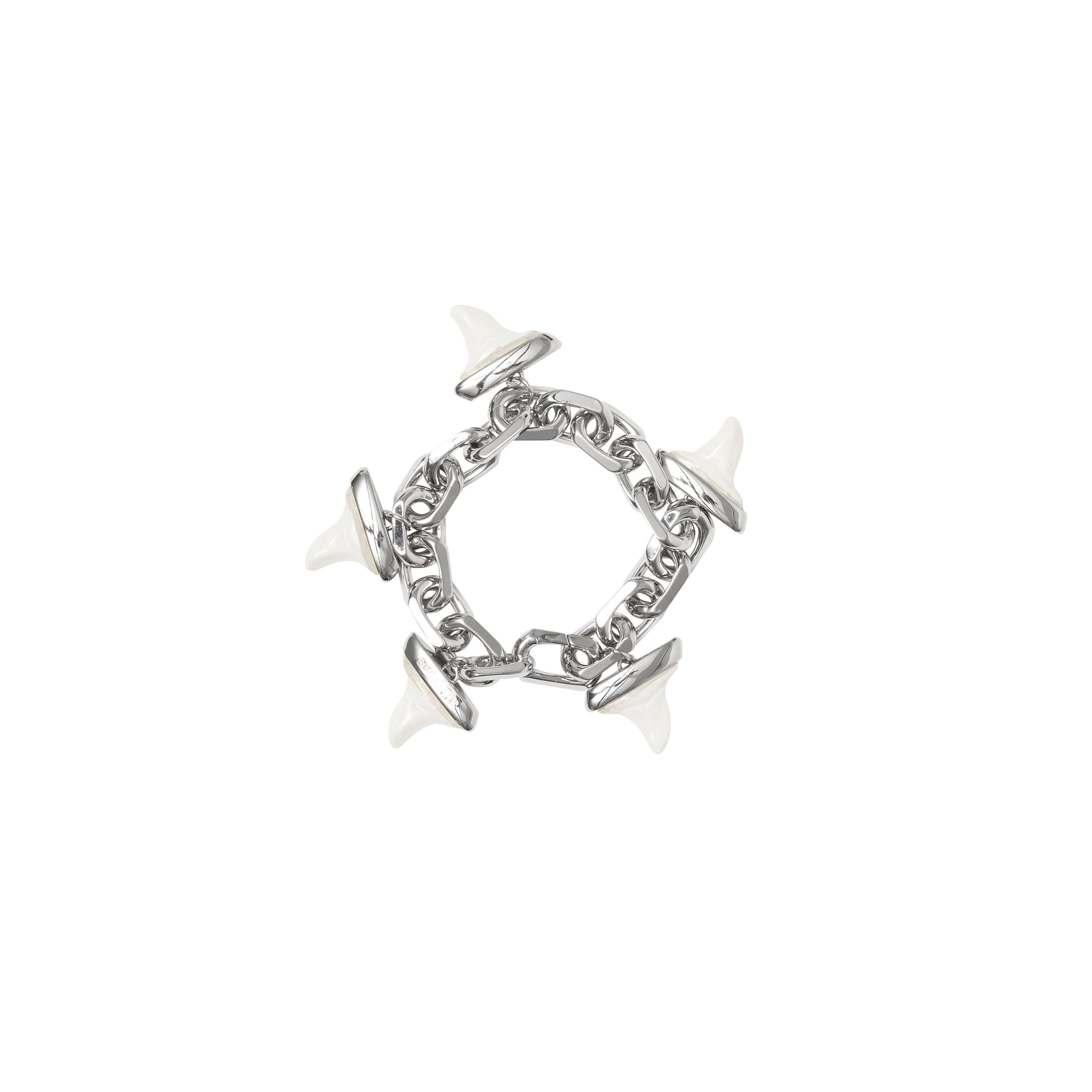 PALLADIO/WHITE Bracelet plaqué palladium avec dents de requin en résine