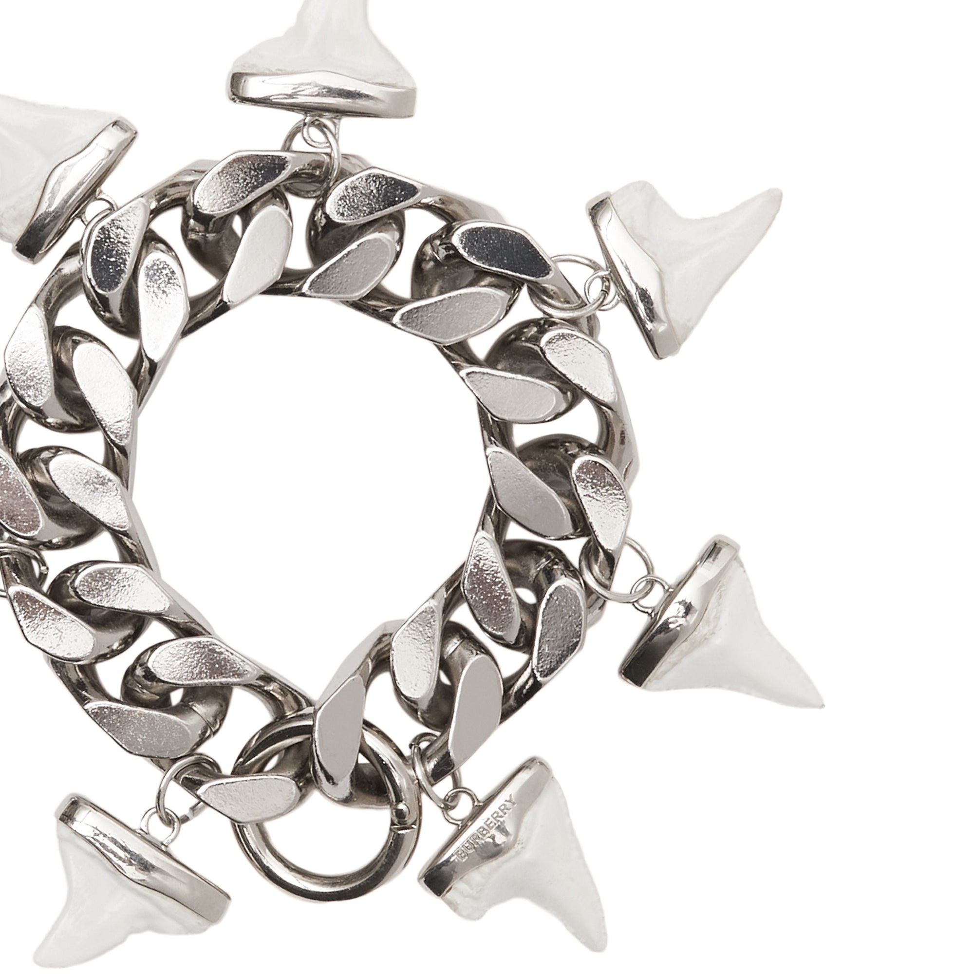 PALLADIO/WHITE Bracelet plaqué palladium avec dents de requin en résine