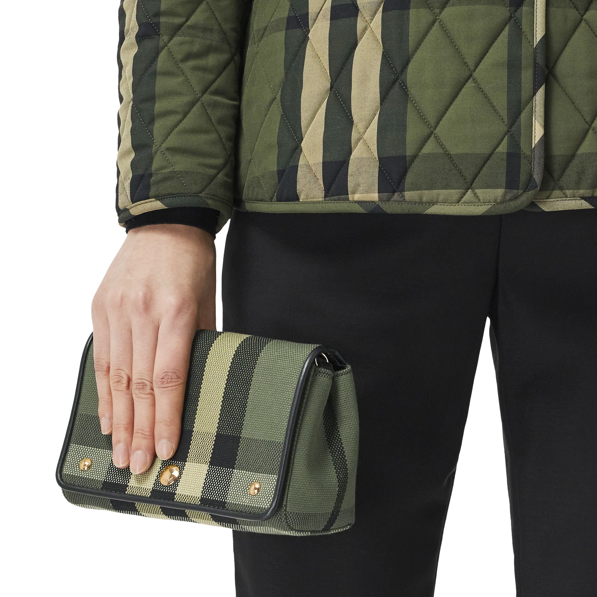 MILITARY GREEN Petit sac à bandoulière en toile check