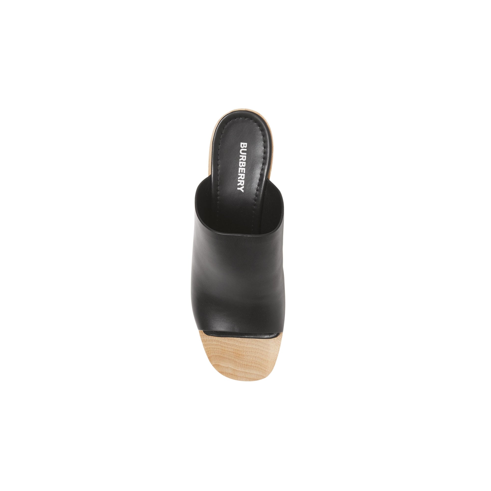 BLACK Mules en cuir à plateforme en bois de hêtre