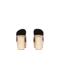 BLACK Mules en cuir à plateforme en bois de hêtre