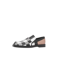 BLK/WHITE Mocassins en cuir check