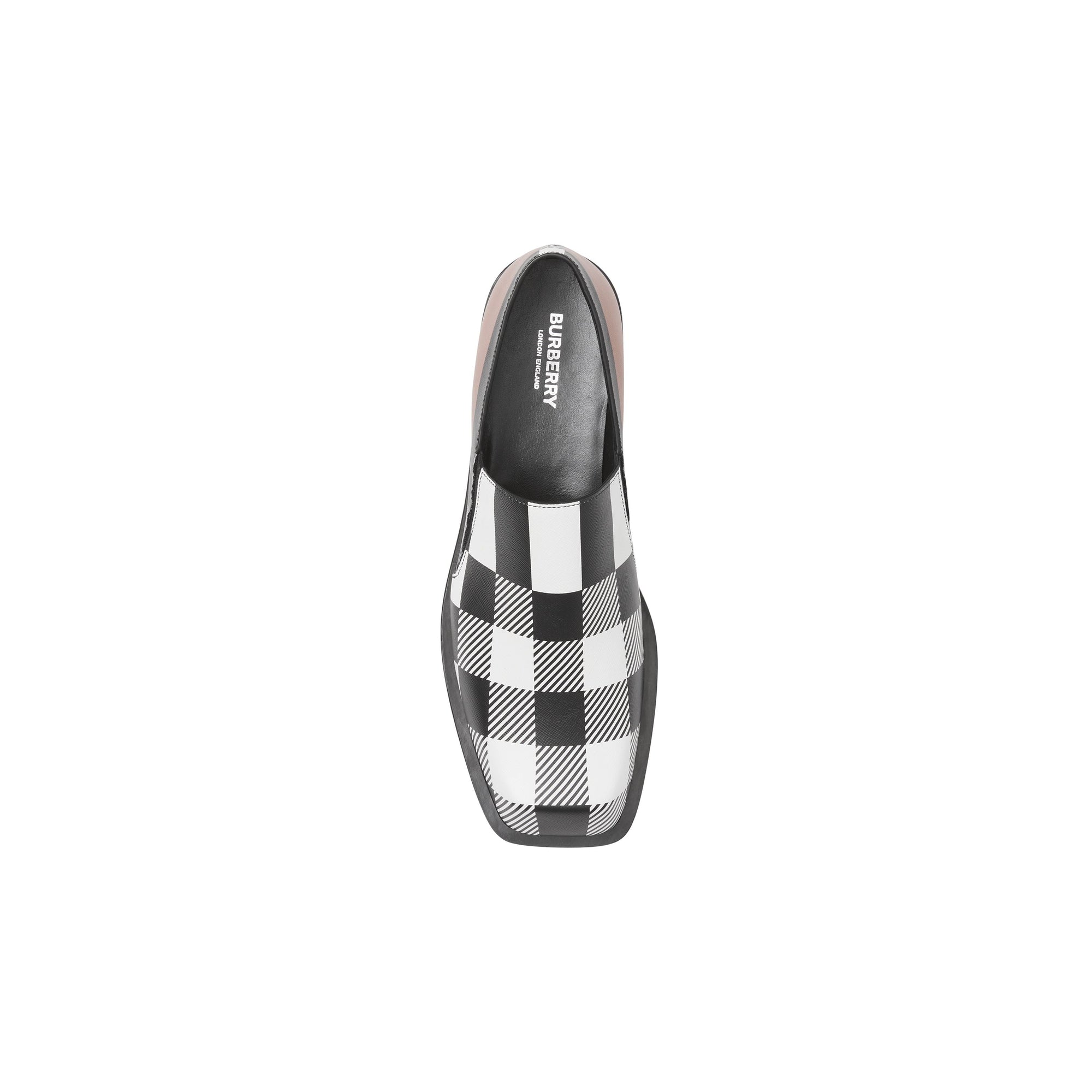 BLK/WHITE Mocassins en cuir check