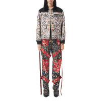 BLACK IP PATTERN Pantalon cargo en soie à imprimé floral avec lanières amovibles
