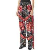 BLACK IP PATTERN Pantalon cargo en soie à imprimé floral avec lanières amovibles