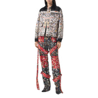 BLACK IP PATTERN Pantalon cargo en soie à imprimé floral avec lanières amovibles