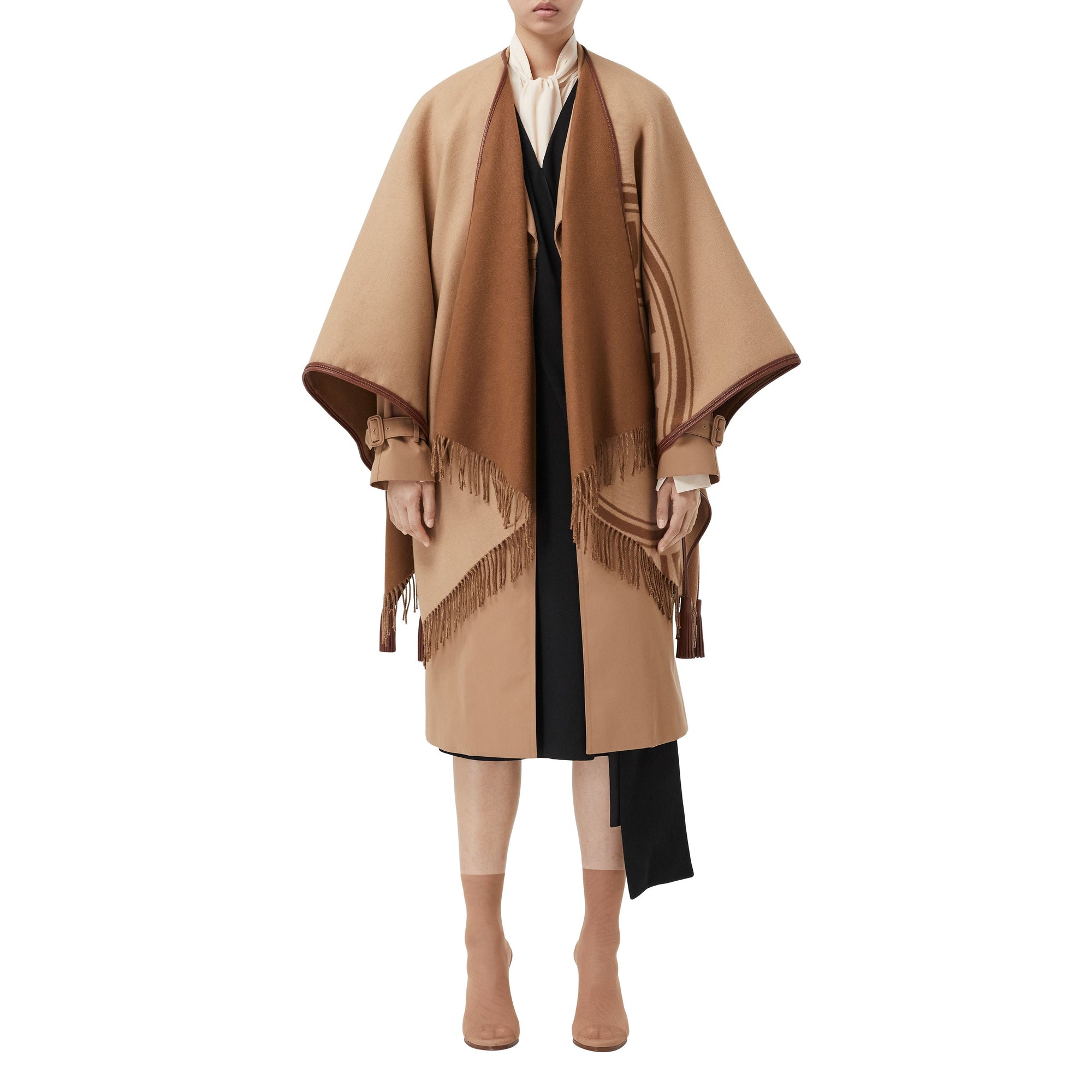 CAMEL Cape réversible en jacquard de cachemire avec logo