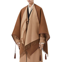 CAMEL Cape réversible en jacquard de cachemire avec logo
