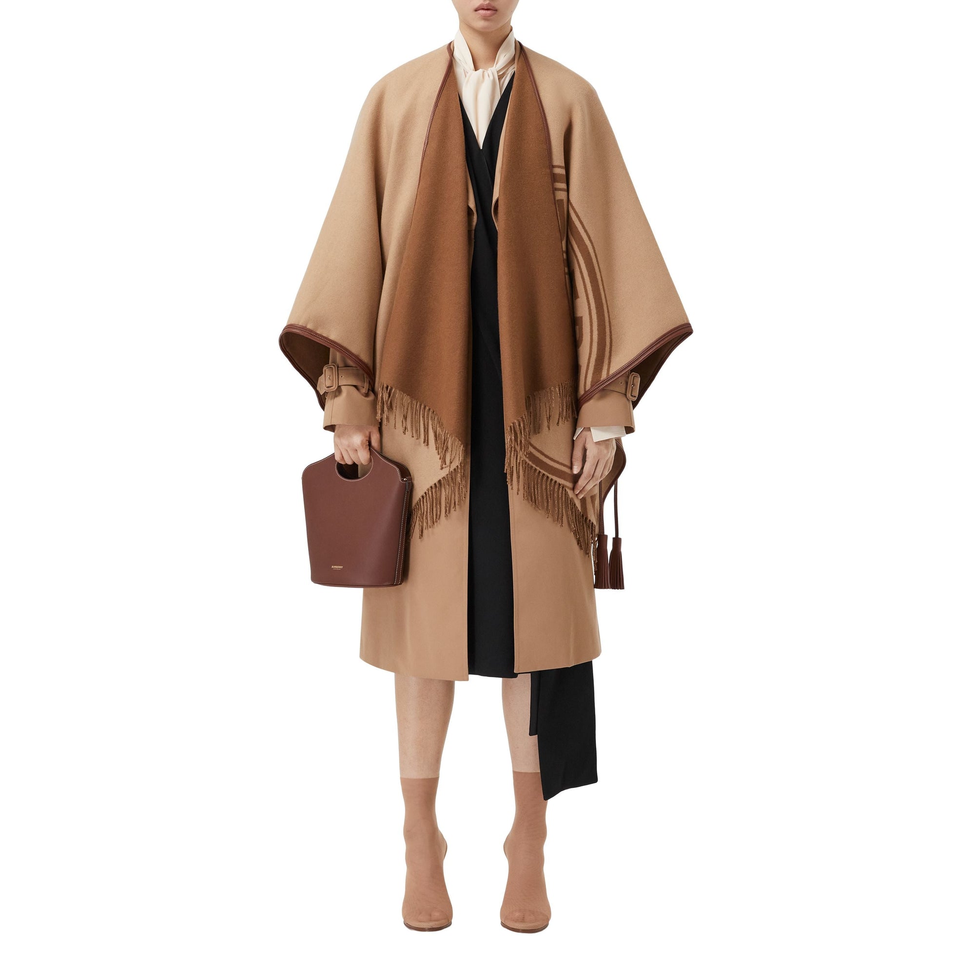 CAMEL Cape réversible en jacquard de cachemire avec logo