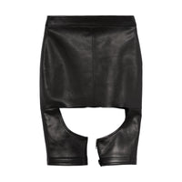 BLACK Minijupe en cuir d'agneau stretch avec découpes