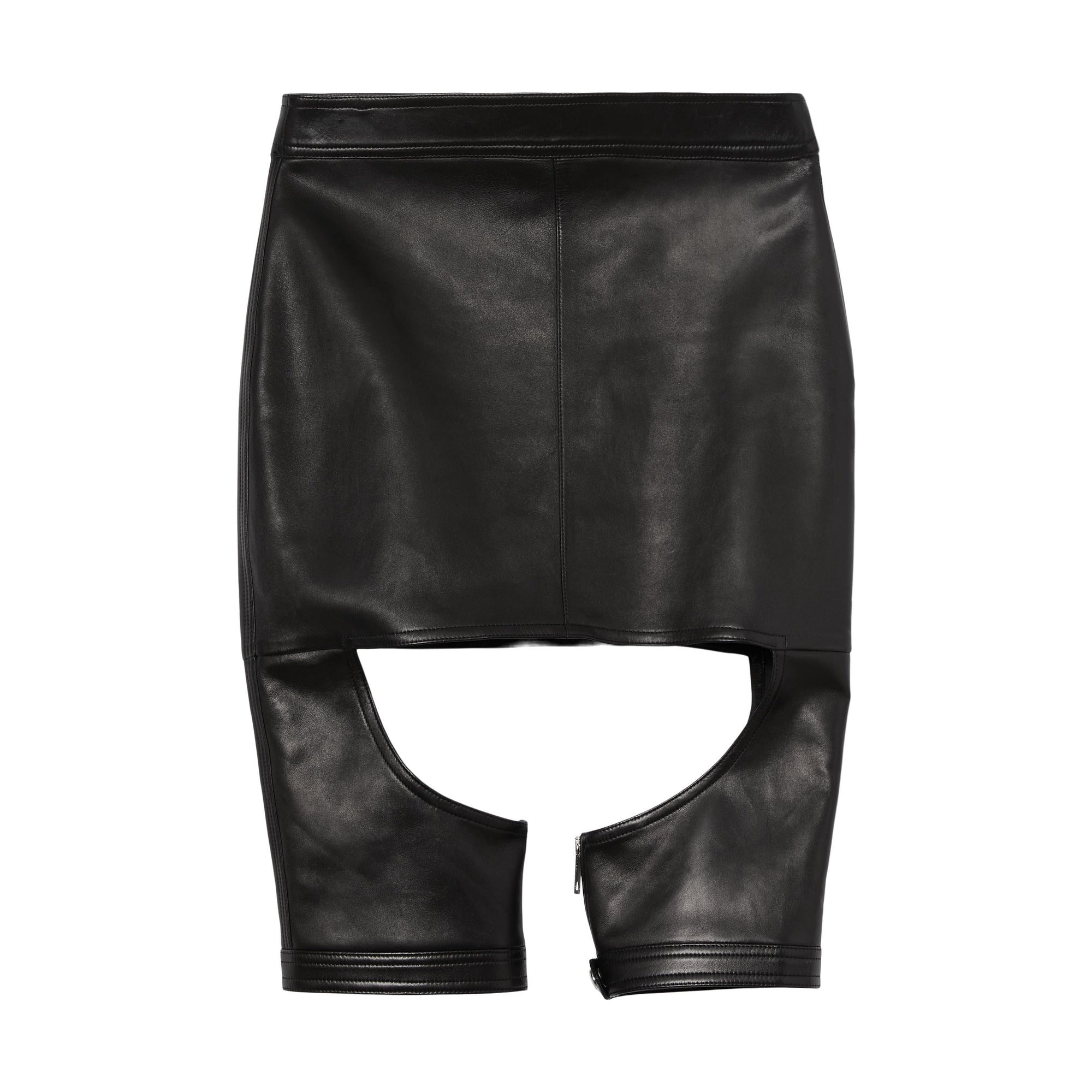 BLACK Minijupe en cuir d'agneau stretch avec découpes