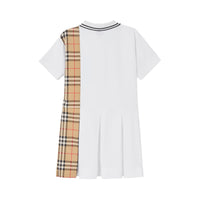 Robe polo en piqué de coton Vintage check - Blanc