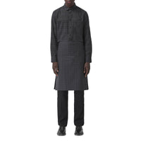 DARK CHARCOAL IP CHK Kilt en coton check avec détails en cuir