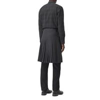 DARK CHARCOAL IP CHK Kilt en coton check avec détails en cuir