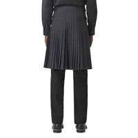 DARK CHARCOAL IP CHK Kilt en coton check avec détails en cuir