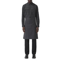 DARK CHARCOAL IP CHK Kilt en coton check avec détails en cuir