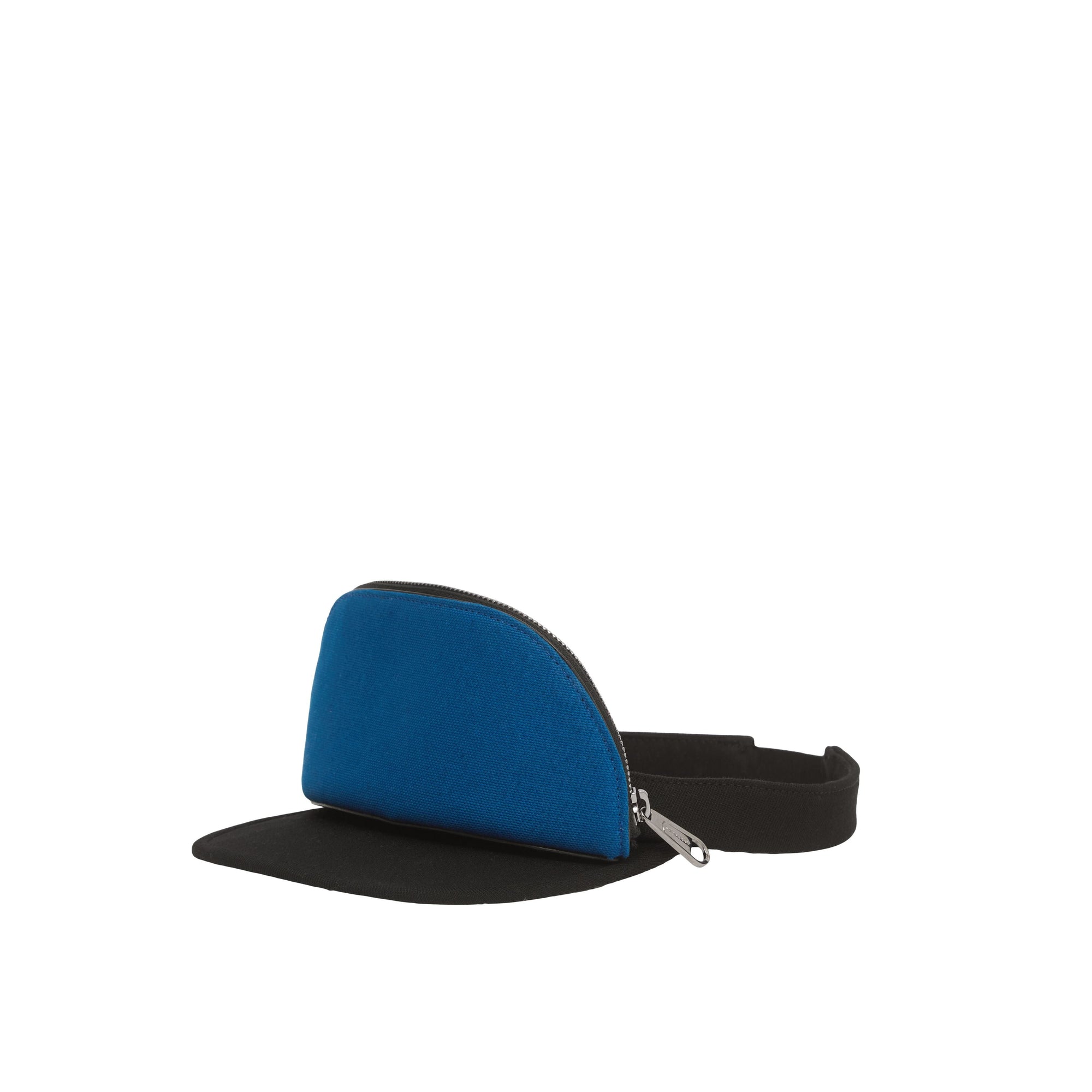 BLUE Visière en coton et lin avec poche zippée amovible