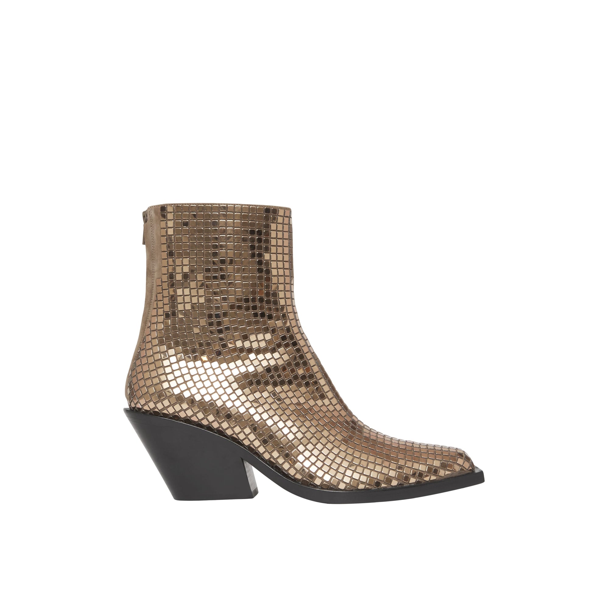 LIGHT GOLD Bottines à talon bottier à sequins