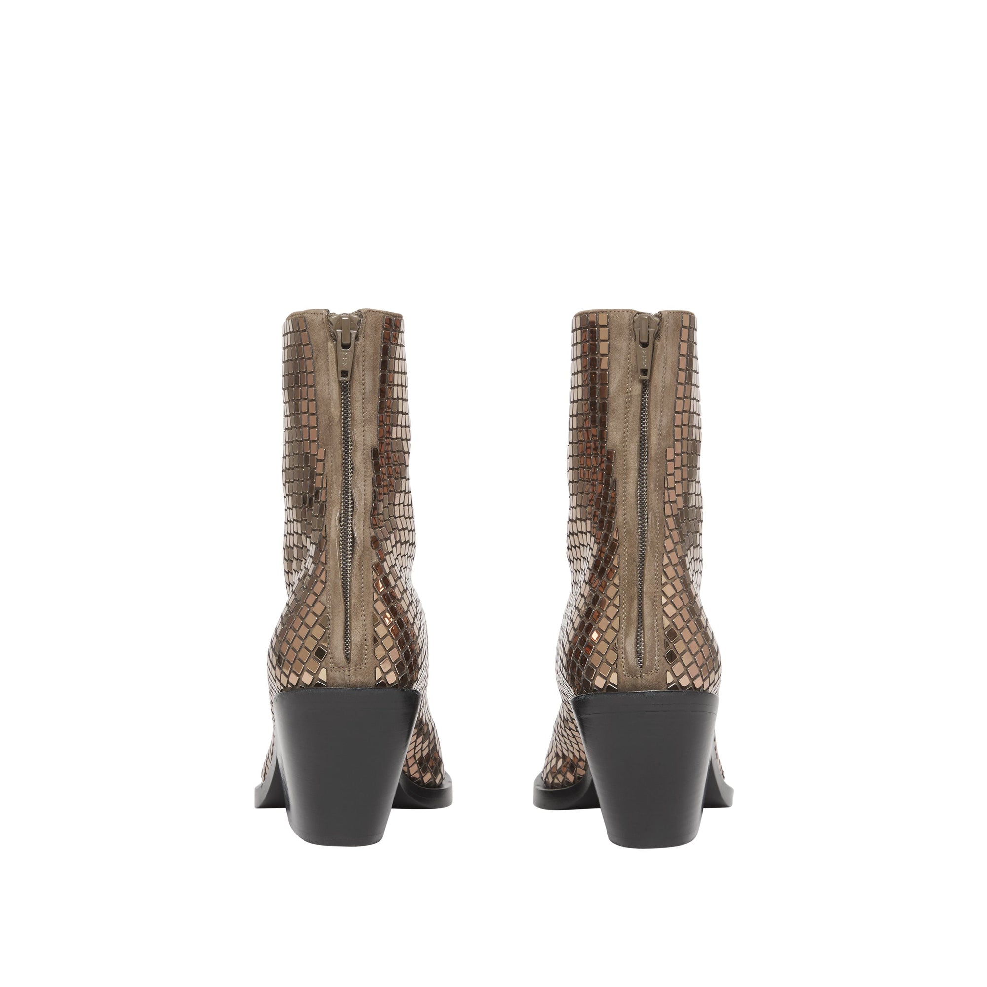 LIGHT GOLD Bottines à talon bottier à sequins