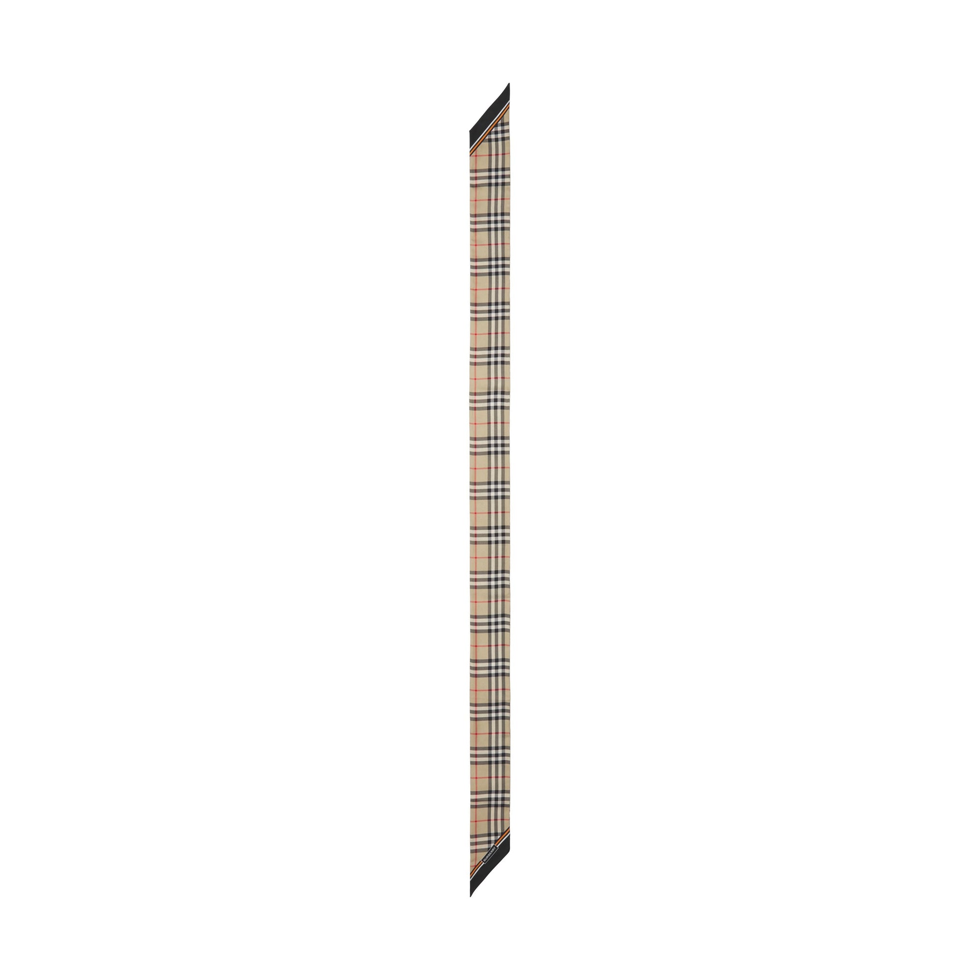 BEIGE Foulard ultrafin en soie avec Vintage check et imprimé floral