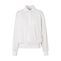 IVORY Polo à manches longues en soie et coton Monogram