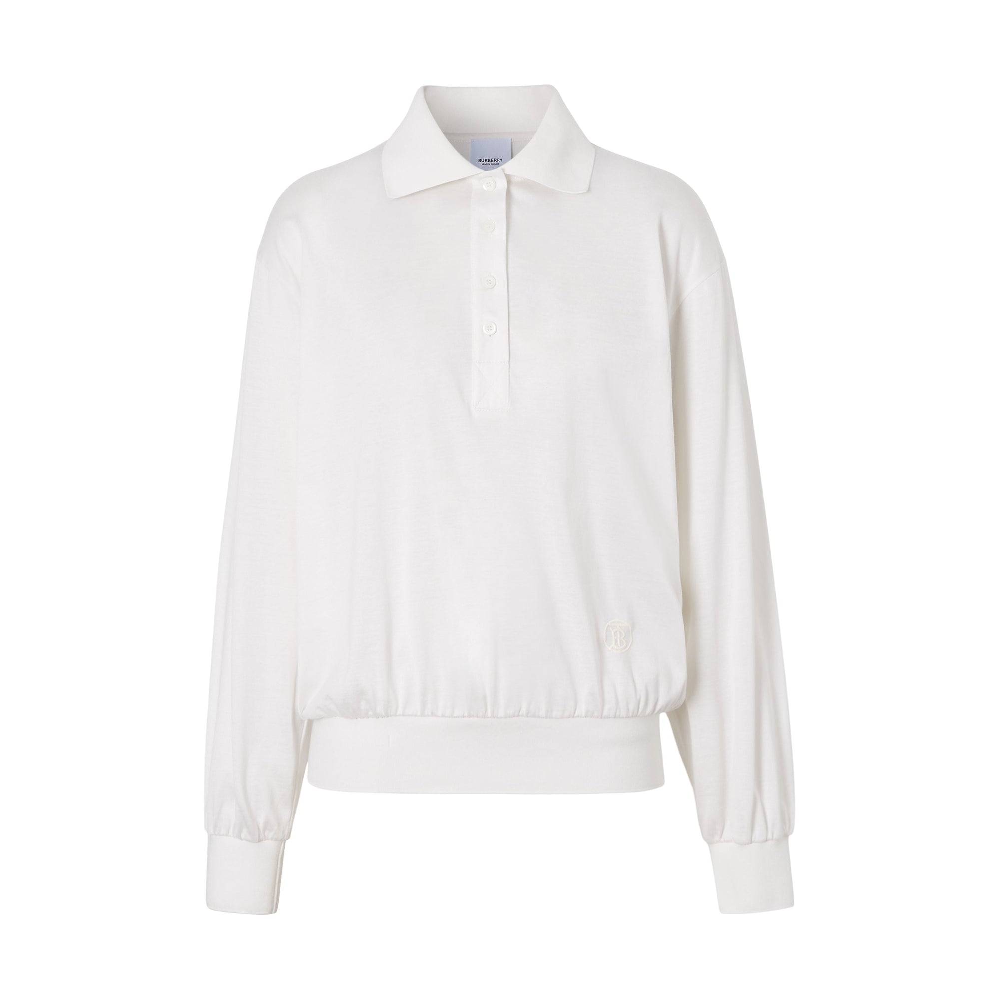 IVORY Polo à manches longues en soie et coton Monogram
