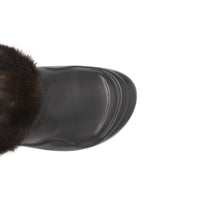 BLACK Mules en cuir à talon ouvert avec fausse fourrure