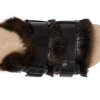 BLACK Sandales en cuir et fausse fourrure