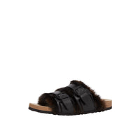 BLACK Sandales en cuir et fausse fourrure