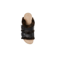 BLACK Sandales en cuir et fausse fourrure