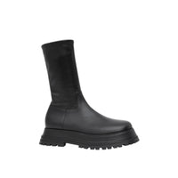 BLACK Bottines en cuir et cuir d'agneau