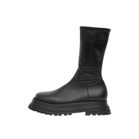 BLACK Bottines en cuir et cuir d'agneau