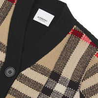 Cardigan en jacquard de laine et cachemire check - Beige d'Archive