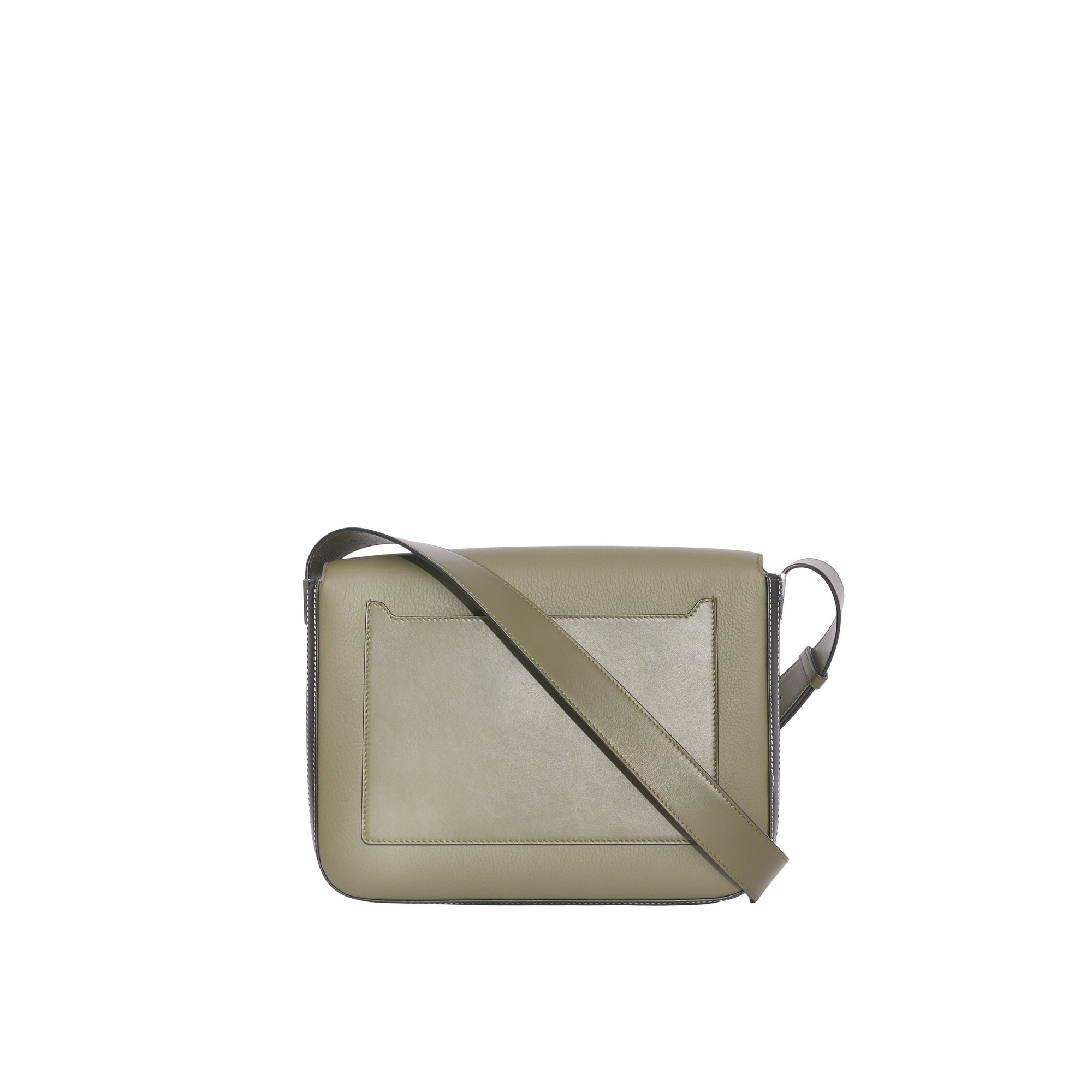 POPLAR GREEN/BLK Petit sac Messenger en cuir grainé