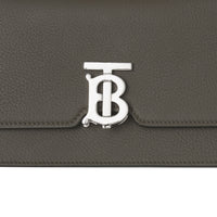 MILITARY KHAKI Pochette Robin en cuir grainé