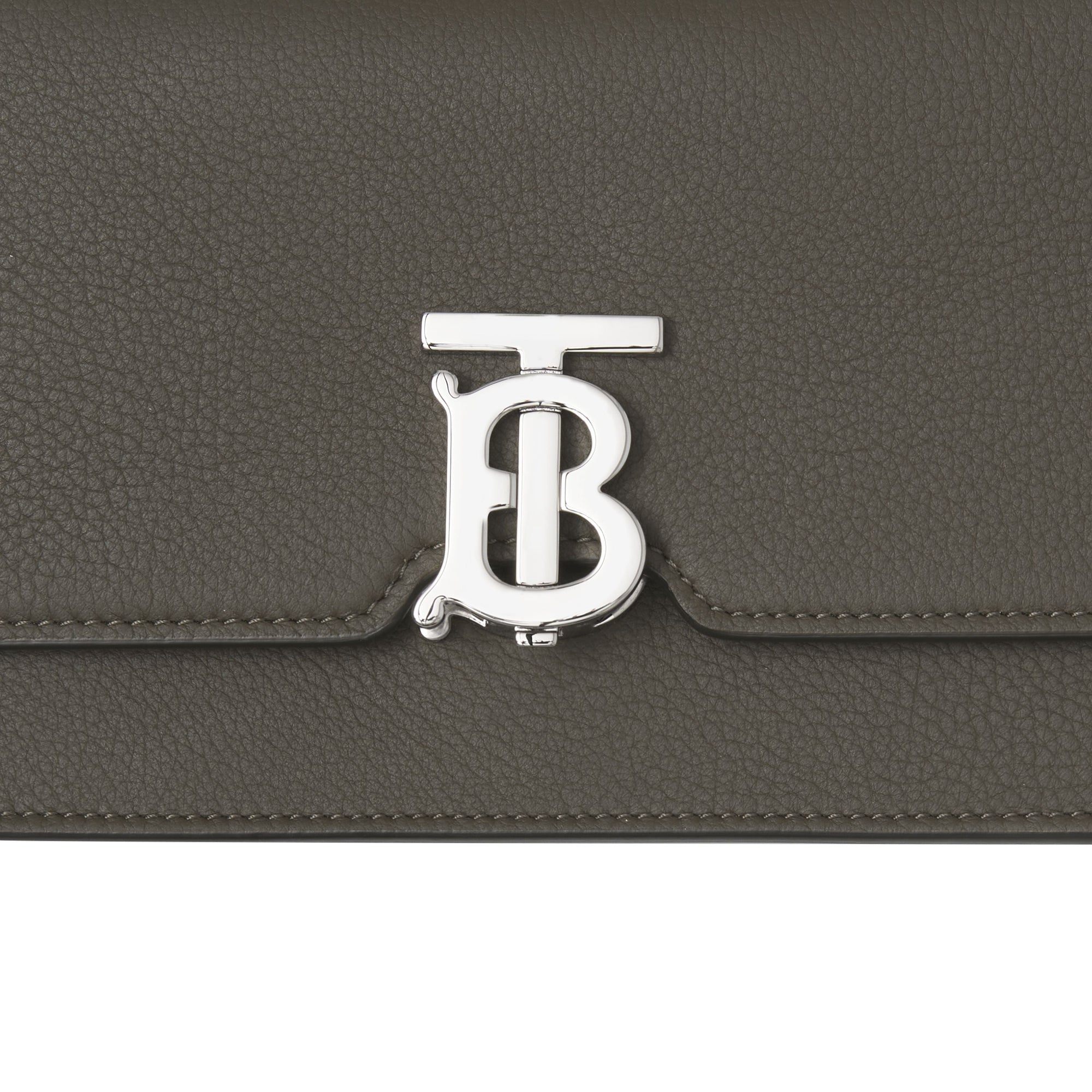 MILITARY KHAKI Pochette Robin en cuir grainé