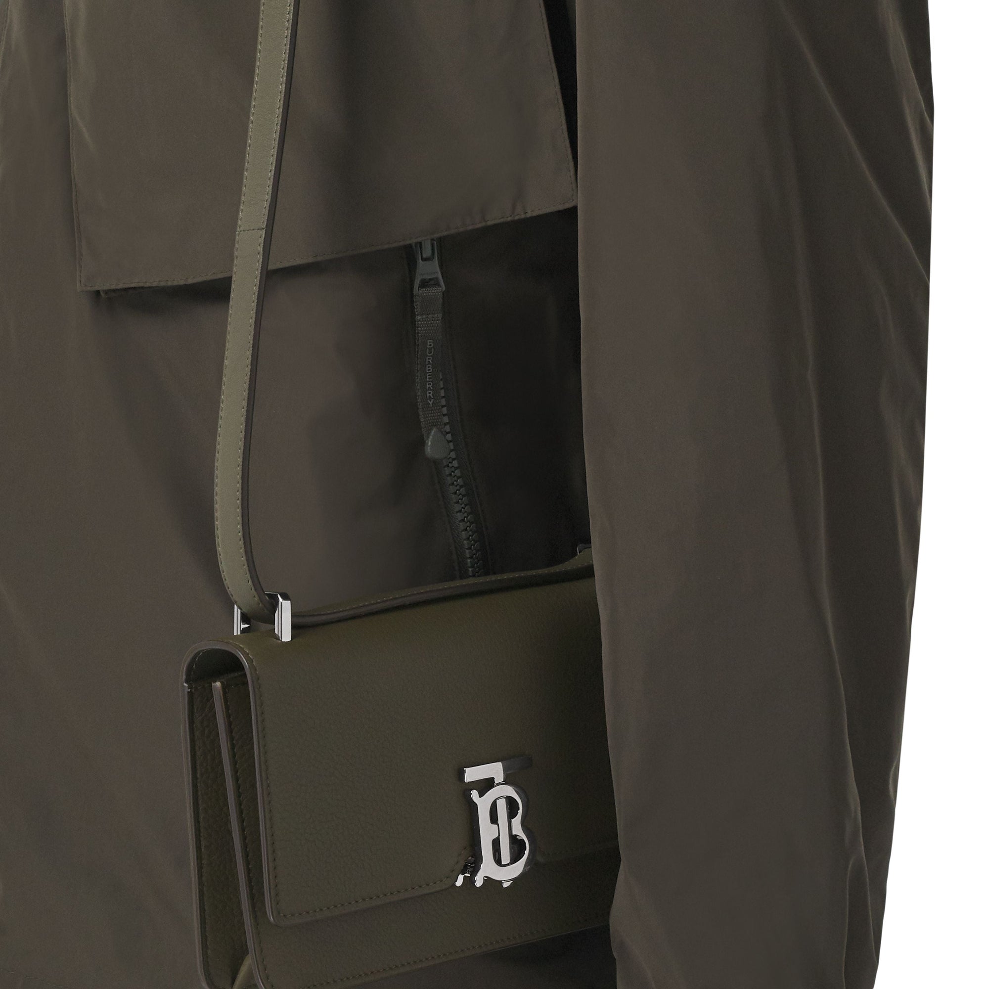 MILITARY KHAKI Pochette Robin en cuir grainé