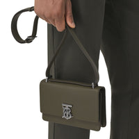 MILITARY KHAKI Pochette Robin en cuir grainé