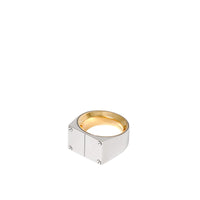 PALLADIO/DARK BRASS Chevalière plaquée palladium