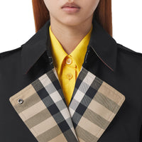 Trench en gabardine de coton avec check - Noir