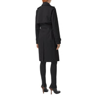 Trench en gabardine de coton avec check - Noir