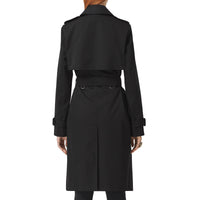 Trench en gabardine de coton avec check - Noir