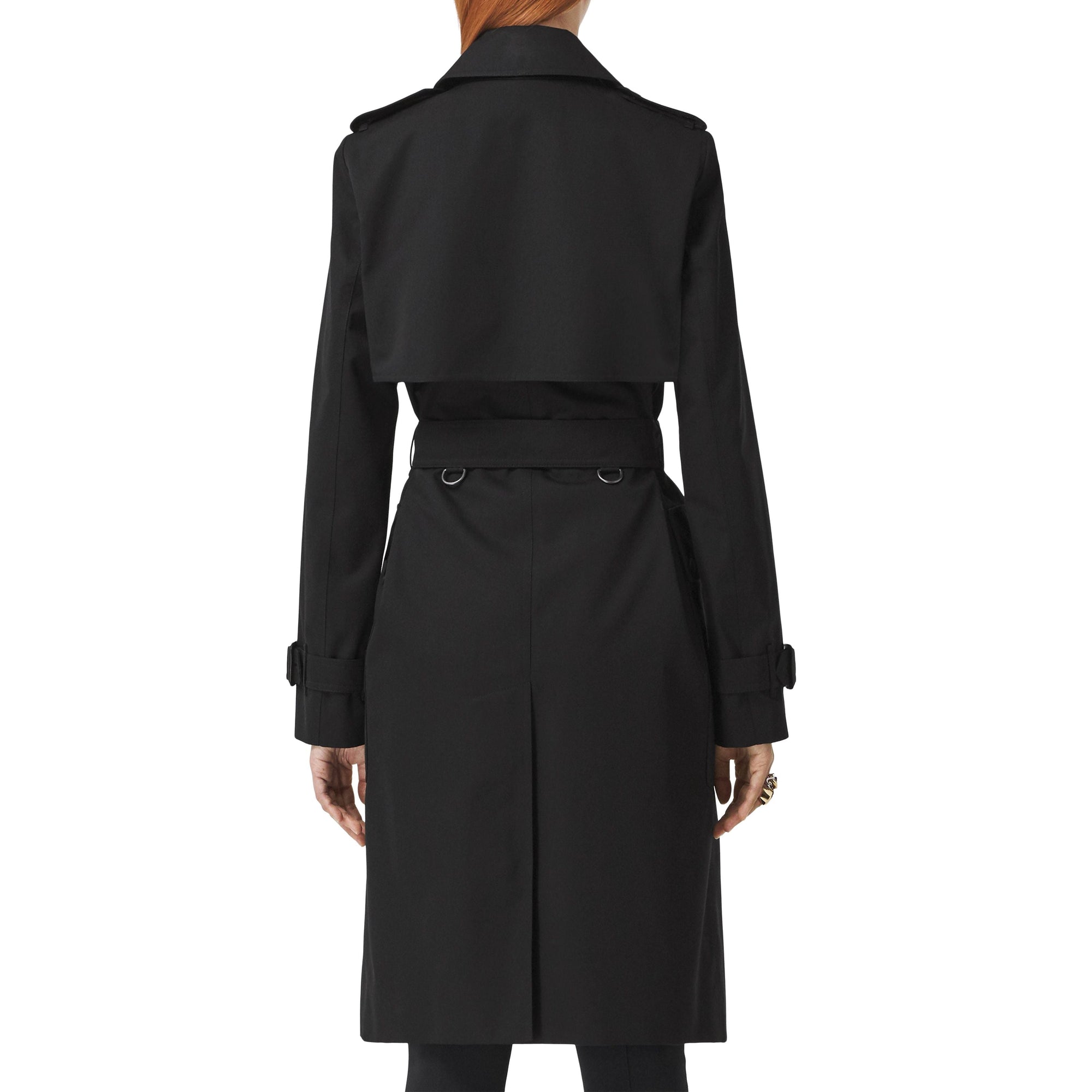 Trench en gabardine de coton avec check - Noir