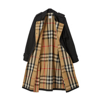 Trench en gabardine de coton avec check - Noir